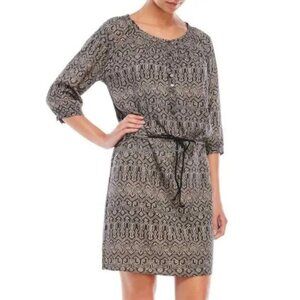 EUC Maison Scotch Borcade Henley 3/4 Sleeve Mini Dress